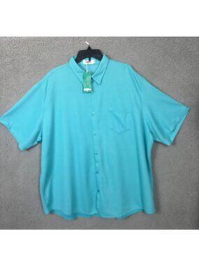 Vatpave Mens Button-Up Short Sleeve  Textured Shirt Turquoise Size 3XL NWT's.